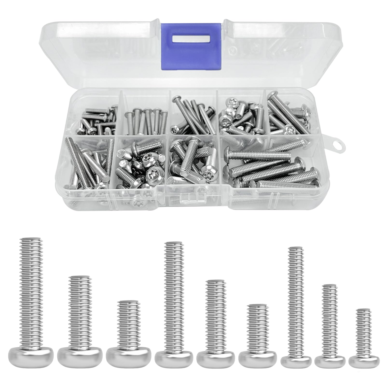 115 Pcs Hex Socket Head Cap Screws, M3/ M4/ M5 Anti-Theft Screw, ISO 7380-Stainless Steel A2 Cross Pan Head Screws, 304 Stainless Steel Hexagon Bolt, Hex Socket Button Head Screwss(12/20 / 30mm)
