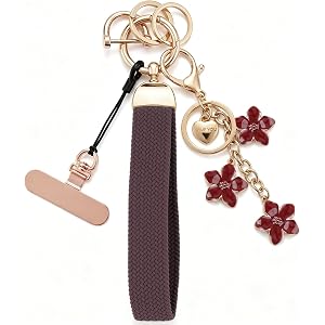 FXUP Wristlet Keychain Gift Boxed Set for Women Stretchy Bracelet Key Holder with Flower Charm Woven Lanyard for Car Keys