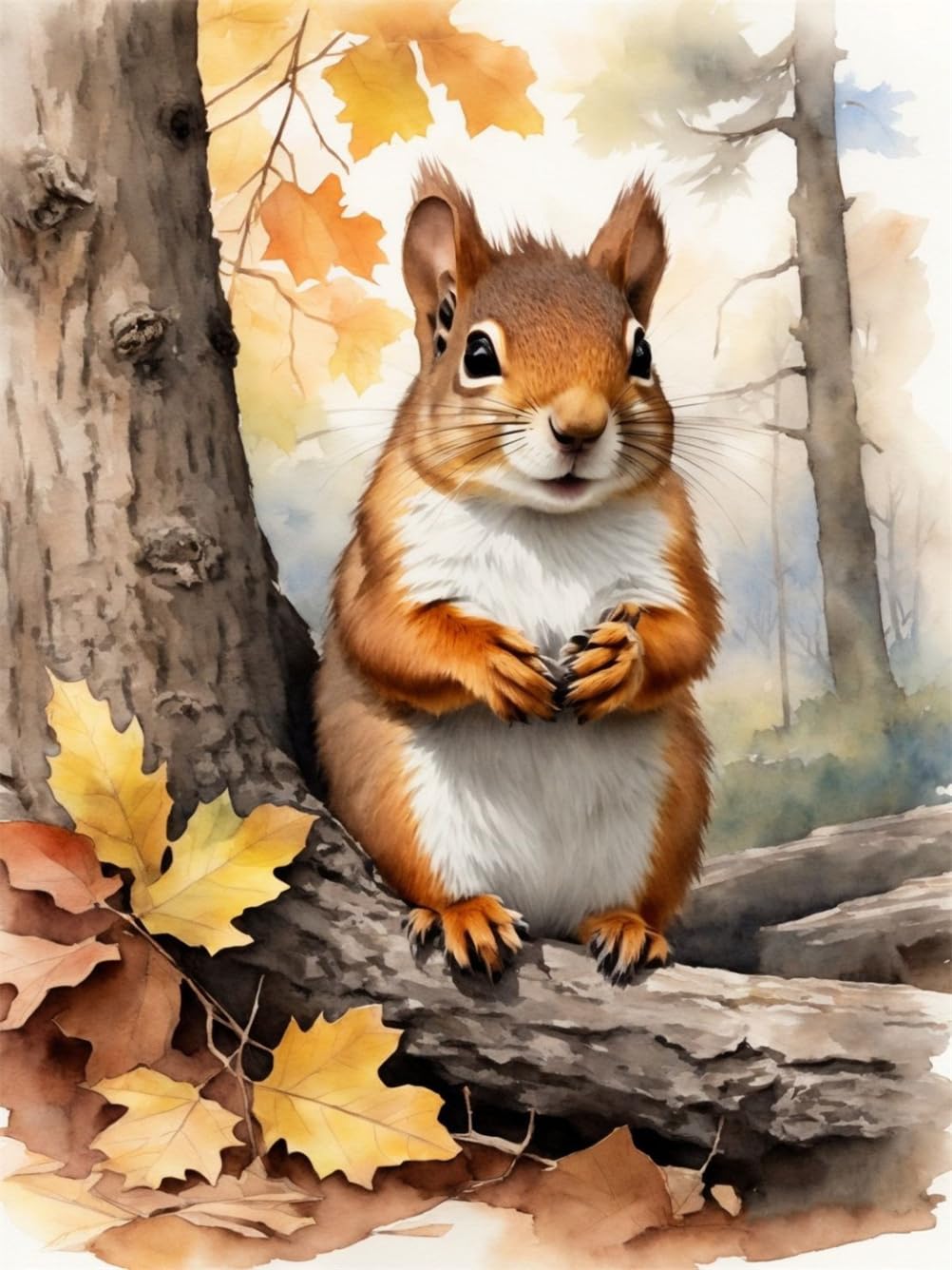 Meecaa Cross Stitch Kits 11 Count Stamped, Animal Squirrel Leaves Embroidery Kit with Accessories Pre Printed (40CMx50CM) (Squirrel)