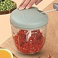 KINTEGOOD 900ml Extra Large Manual Food Chopper Vegetable Chopper Garlic Chopper, Pull String Manual Food Processor with 5 Sharp Blades Mincer for Cutting Onions Chili Ginger Seasoning