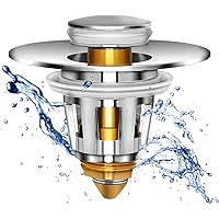 Universal Edition Bathroom Sink Stopper, No-Clog Pop Up Drain Filter with Spring Core for Bathtub and Bathroom Sink…