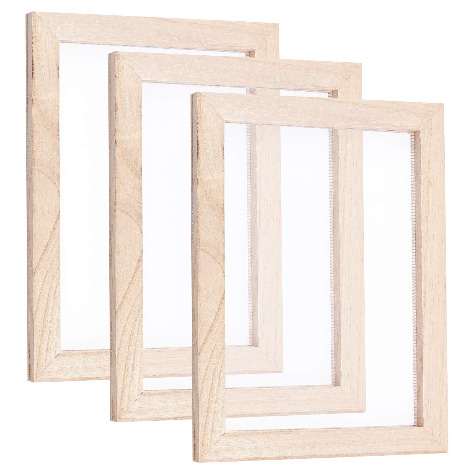 SUPERFINDINGS 3pcs 25cm Rectangle Burly Wood Paper Making Mold Frame Screen Tools Deckle Screen Printing Frame for DIY Paper Craft