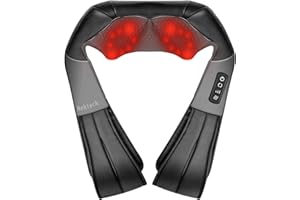 Nekteck Shiatsu Back Neck Massager, Deep Kneading Shoulder Massager with Heat, Waist Massage Pillow for Home Car and Office U