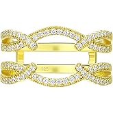 Blongme Vintage Ring Enhancer for Engagement Rings Fancy Infinity Stackable Wedding Band Ring Guard 925 Sterling Silver Round Cubic Zirconia Cz Size 5-10