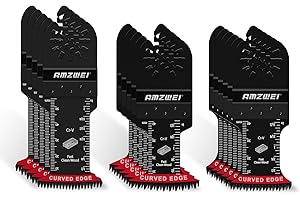 AMZWEI 16PCS Japanese Teeth Oscillating Tool Blade, CRV Extra Long Multi Tool Blade Kits for Wood Clean Cutting, Universal Oscillating Saw Blades Fit Dewalt Bosch Milwaukee Ryobi