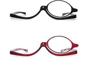 JM 2 Pairs Makeup Reading Glasses Magnifying Flip Down Cosmetic Readers for Women +1.75