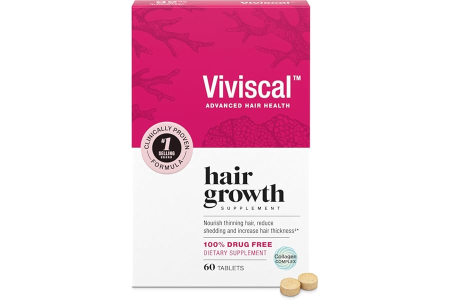 Viviscal Hair Growth Supplements For Women For Thicker, Fuller Hair, Nourishes Thinning & Loss, With Proprietary Collagen Complex, 60 Tablets, 1 Month Supply