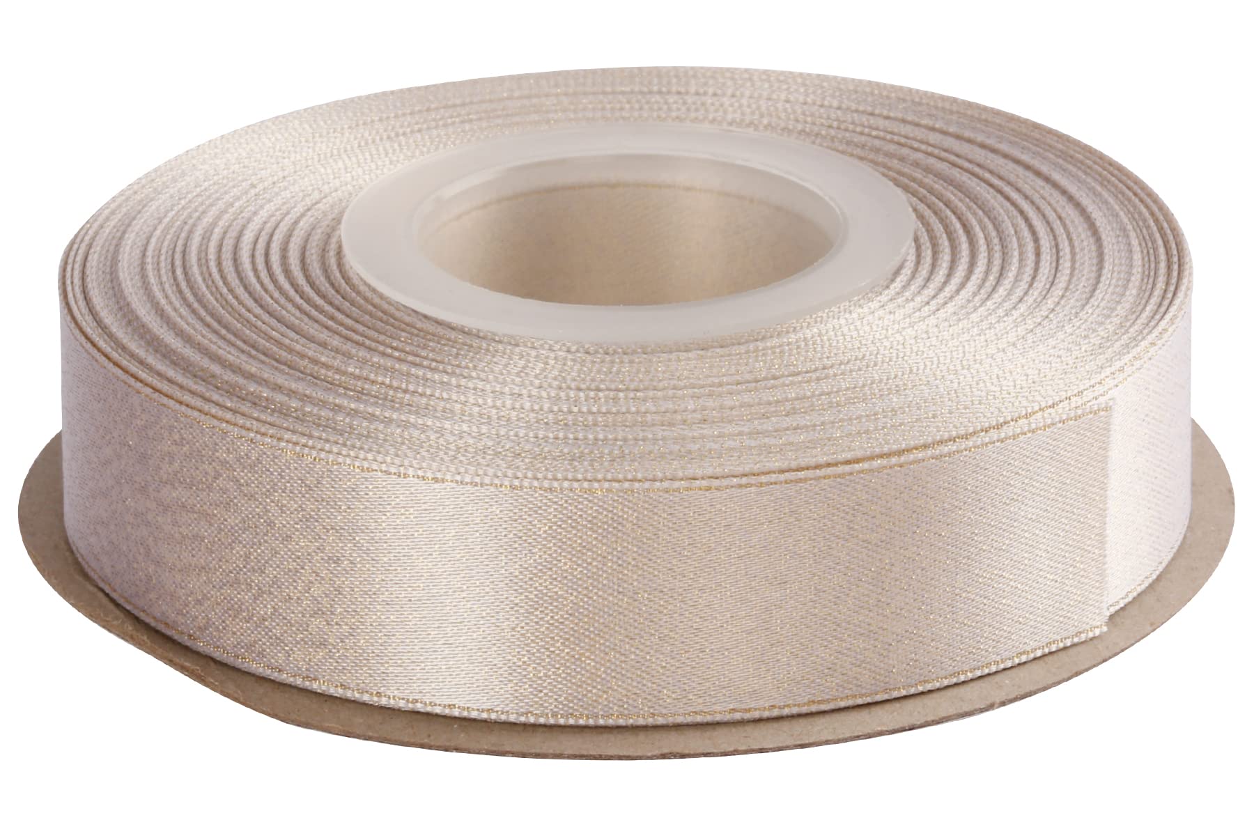 Joycrosso White Double Faced Glitter Ribbon, Luxury Gold Purl Ribbon, 22mm x 22 Meters, Great for Gift Wrapping Wedding Decoration Floral Arrangement