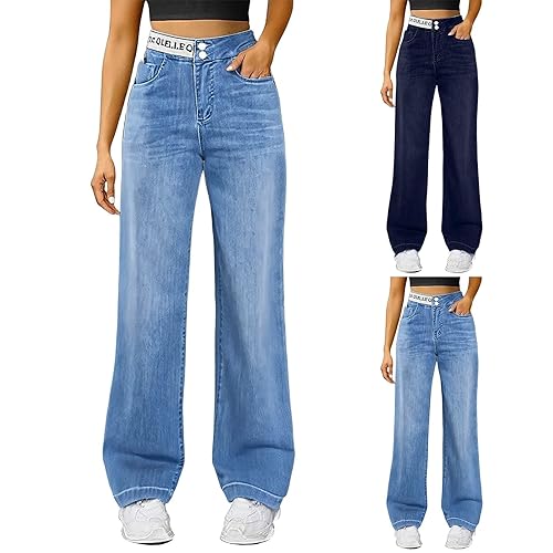 Cropped Jeans for Women UK Baggy Bell Bottom Trendy Zip Up Denim Pants with Pockets Casual Loose Fit Flared Trousers for Everyday Wear Sweatpants