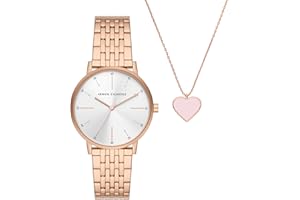 A｜X ARMANI EXCHANGE Armani Exchange A|X Women's Three-Hand Rose Gold-Tone Stainless Steel Watch and Necklace Gift Set (Model: AX7145SET)