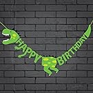 Dinosaur Happy Birthday Banner Party Supplies Decorations - Dino Jungle Jurassic Garland (Green)