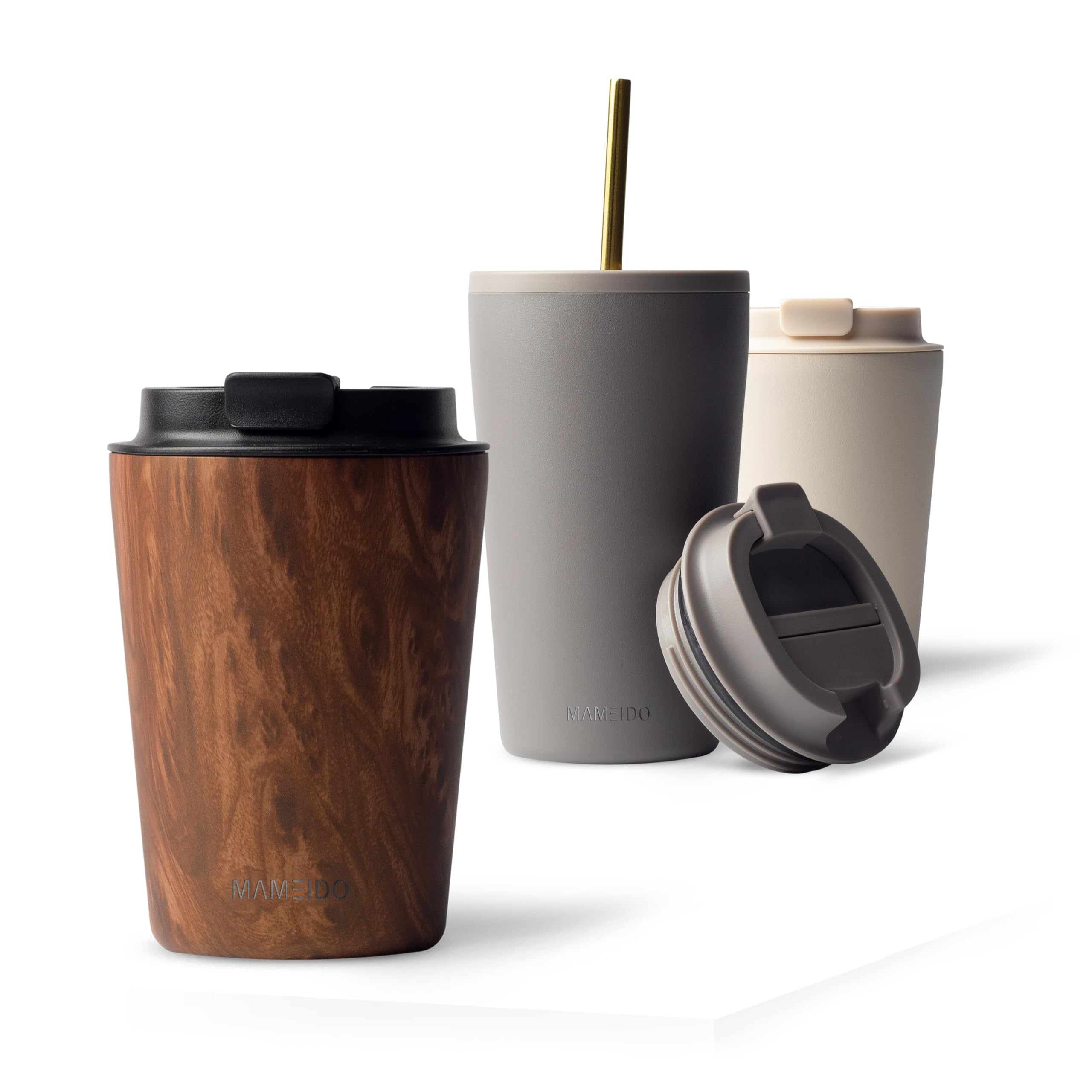 MAMEIDO Insulated Coffee Cup, Travel Mug 350 ml, Leakproof Coffee Flask BPA-Free, Tumbler for Hot & Cold Drinks (Oak Wood) — image 1