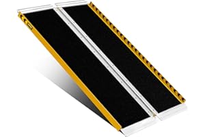 UOKRR Wheelchair Ramp for Home Steps 4FT Portable Handicap Ramp Non-Slip Aluminum Fold Up Threshold Wheelchair Ramp for Home Entry Scooter Ramp for Car, Front Doorwith Silicone Handle 800LBS Capacity