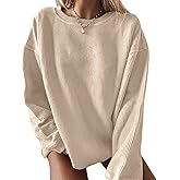 Womens Sweatshirt Striped Long Sleeve Crew Neck Casual Soft Loose Pullover Tops Shirts