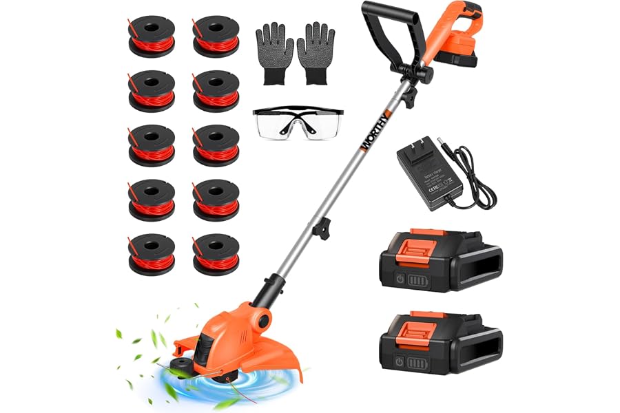 Weed Wacker Weed Eater 21V: Cordless Electric String Trimmer and Edger Lawn Tool 2in1, 12" Cutting Width Lightweight Grass Tr