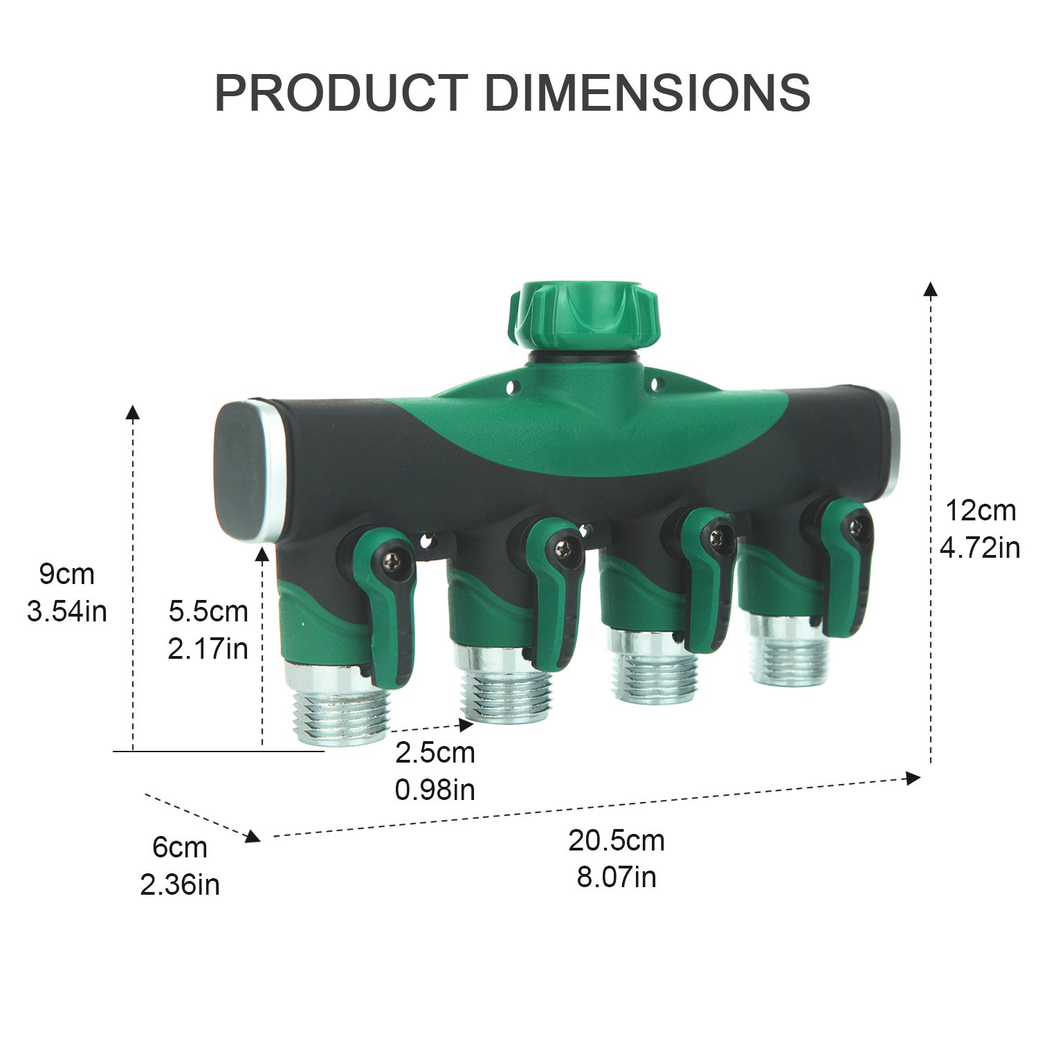 SIPIK 4 Way Hose Splitter, Hose Splitter for Garden 4 Way Water Tap Converter Connector Splitter Hose Pipe Adapter Garden Irrigation Watering(8.07 x 4.72 x 1.87).