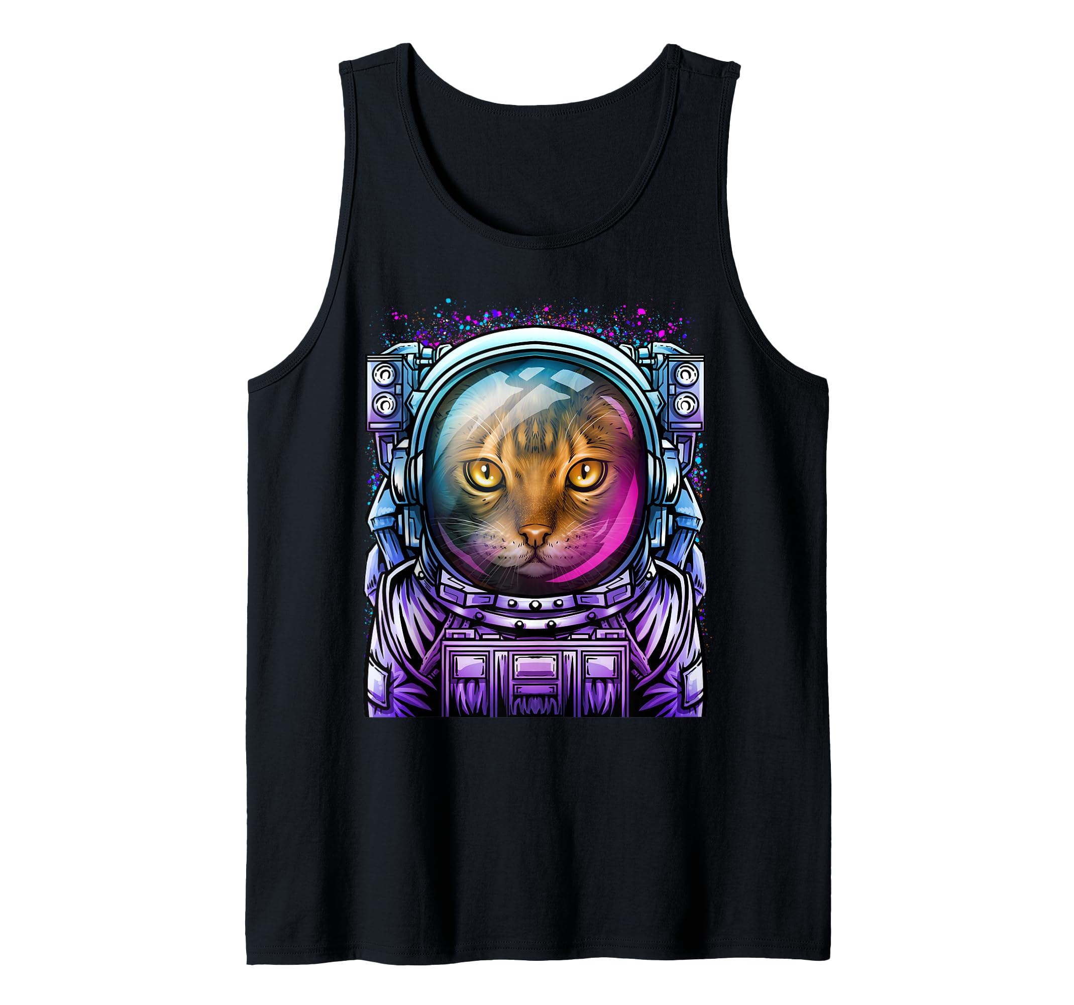Cat Astronaut Outer Space Design Funny Kitten Cosmic Suit Tank Top