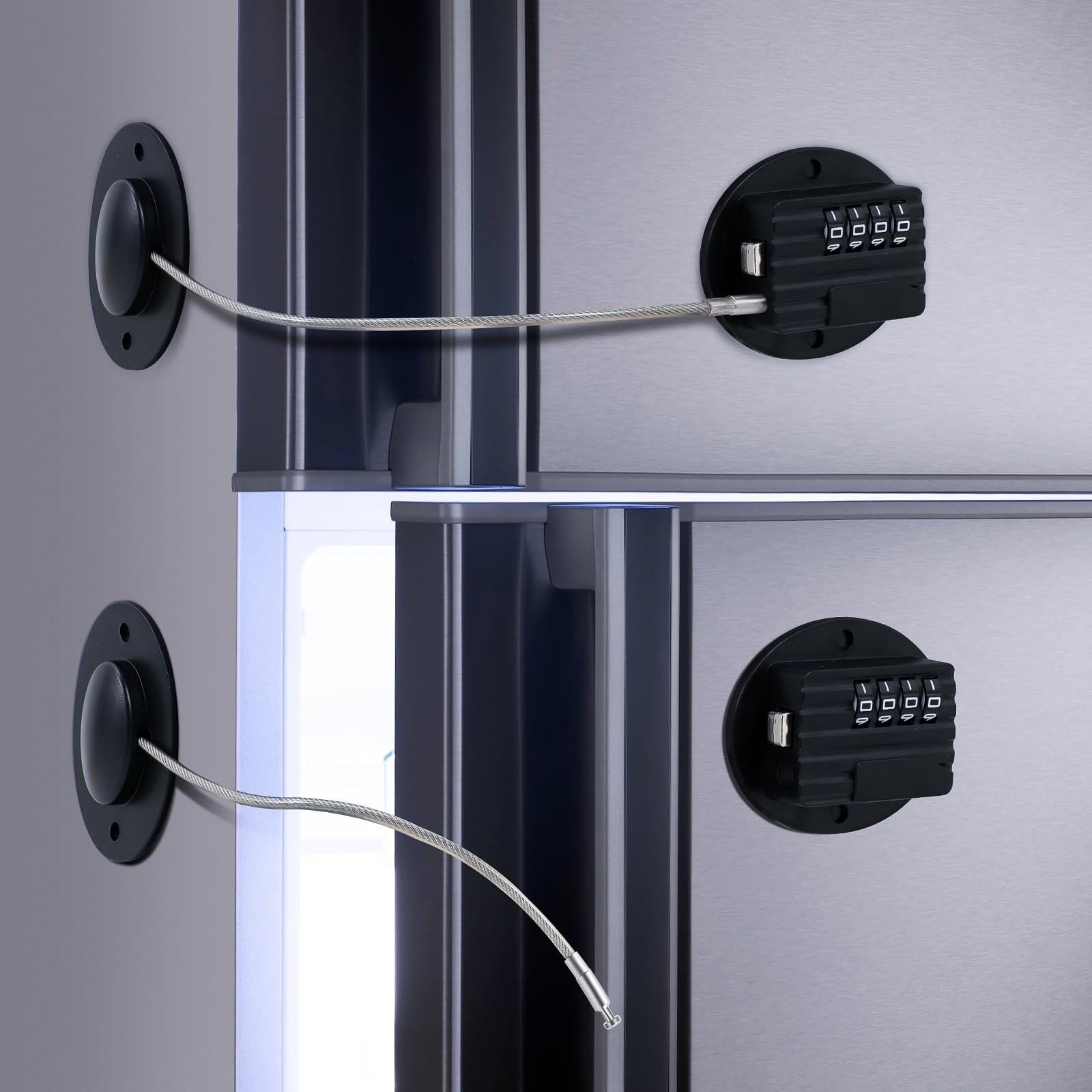 GCRQ Fridge Lock Child Safety 4-Digit Password Cabinet Lock, Upgraded Refrigerator Lock with Combination, for Door, Drawer, Freezer, Windows, Protect Children and Prevent Theft(2 Pcs, Black)