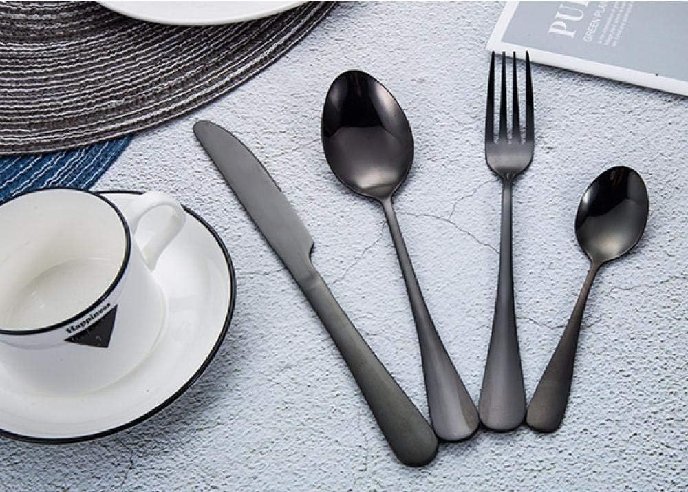 Happy-W 18/10 Stainless Steel Anti-Scald Utensils, 4 Piece Silverware Flatware Cutlery Set, Cutlery Set Travel Reusable Cutlery@Black