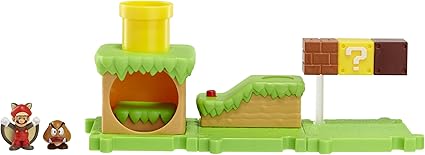 Amazon Com Nintendo Mario Bros Universe Micro Land Wave 1 Acorn Plains With Flying Squirrel Mario Playset 3 Pack Toys Games