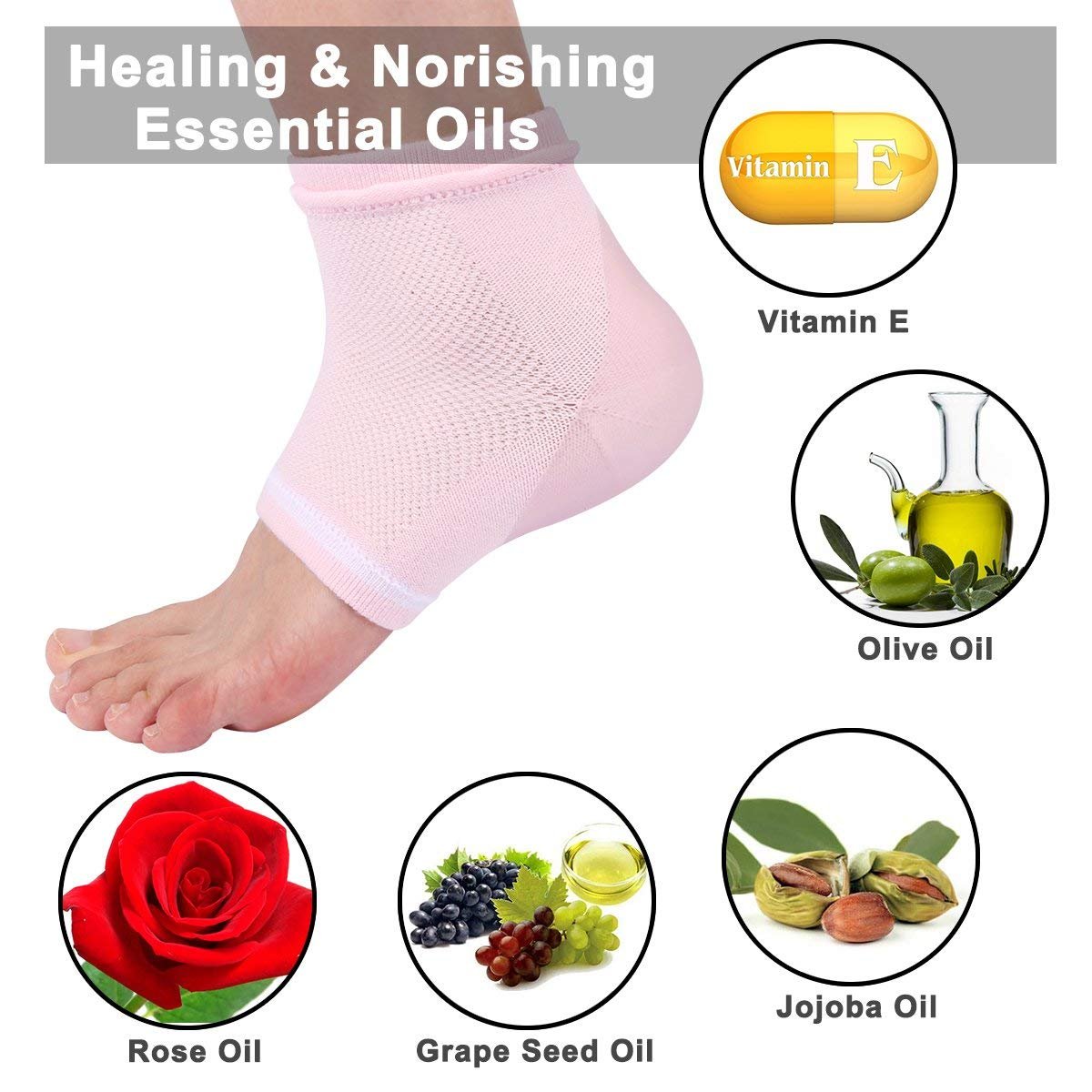 Codream Vented Moisturizing Socks Lotion Gel for Dry Cracked Heels, Spa Gel Socks Humectant Moisturizer Heel Balm Foot Treatment Care Heel Softener Compression 2 Pairs : Beauty