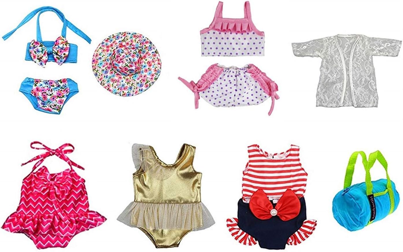 Brynhildr Doll Bathing Suit Set 8 Piece for 13-18 inch Doll Clothes