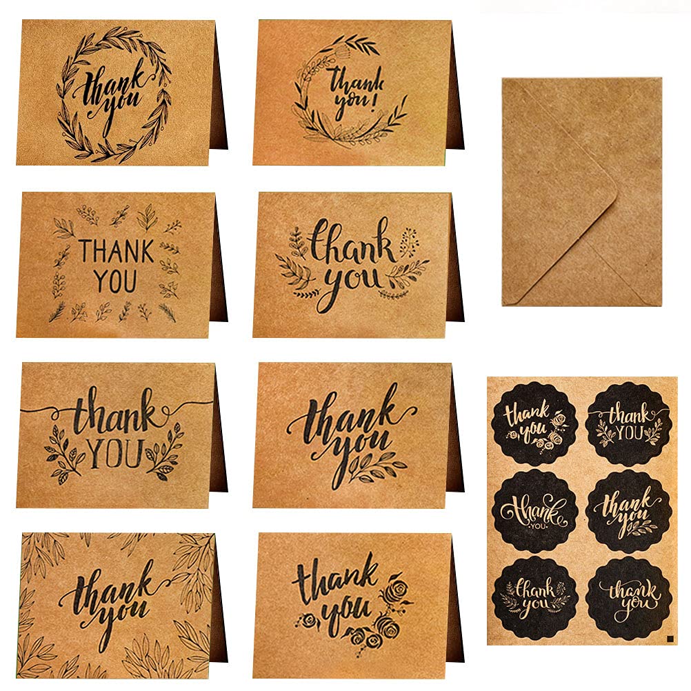 Lanjue 24 Pack Thank You Cards, Thank You Cards Multipack with envelopes Thank You Greeting Cards Wedding Card Envelopes & Stickers for Birthdays Wedding Graduation Baby Showers