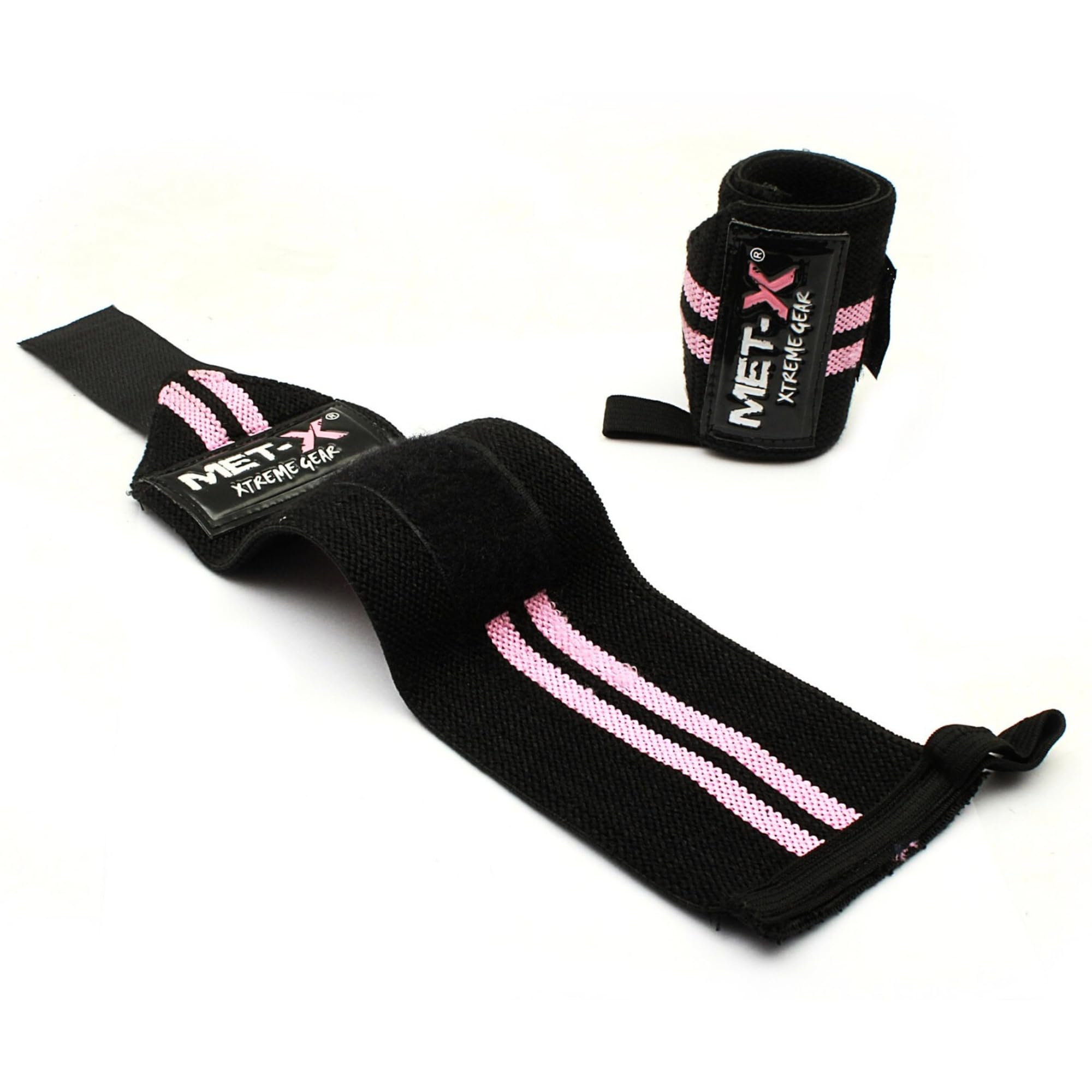 Met-X Wrist Supports for Gym, Wrist Wraps Weightlifting, Gym Cuffs Wrist Lifting Straps Support, Strap Weight Lifting Wrist Band, Fitness Gym Accessories Gear for Men & Women (Pink)