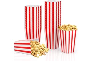 Goiio 36 Pcs Popcorn Boxes, Mini Paper Popcorn Box, Container for Movie Night Decorations, White and Red Stripes