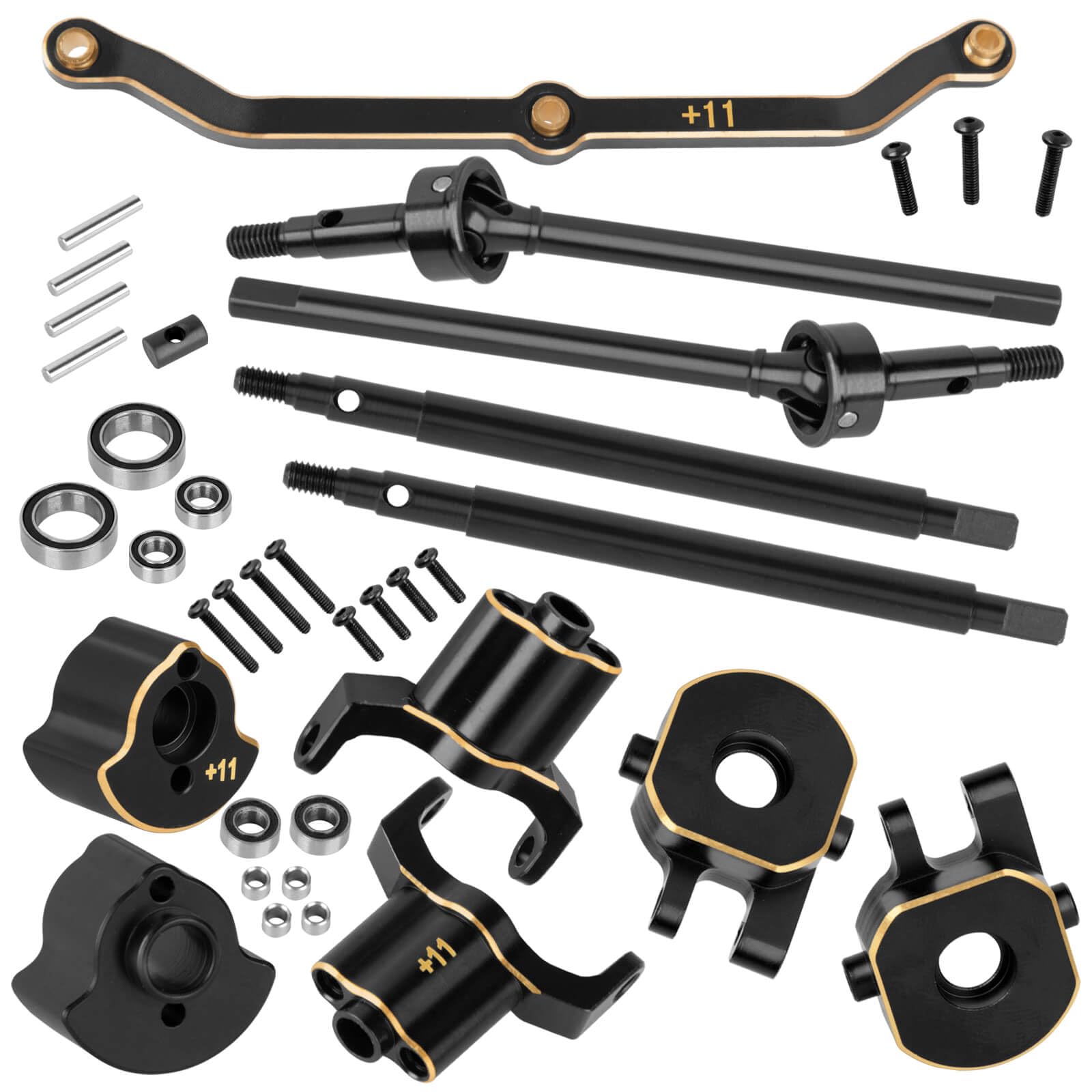 RampCrab Axle Widening Kit For TRX4M RC Crawler - 5mm Wider Each Side, Brass Parts (Front & Rear)