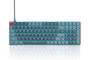 MageGee 100 Keys Mechanical Gaming Keyboard, Blue Switch, 96% Compact Layout LED Blue Backlit Wired Keyboard with Numpad Arrow Keys, for PC Laptop, for Game and Office, Black Grey