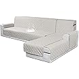 VANSOFY Sectional Couch Covers 100% Waterproof L Shaped Sofa Slipcover 3pcs Reversible Chaise Lounge Cover for Sectional Sofa Furniture Protector Cover for Pets Dog Cat(X-Large, Beige)