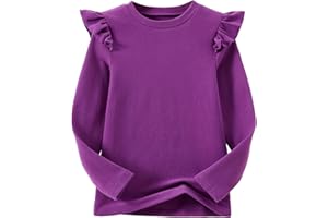 Csbks Toddler Baby Girl Soft Thick Crewneck Ruffle Tops Infant Girls Cotton Long Sleeve T-Shirt