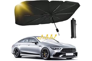 AKASENKO Parasol para Parabrisas de Coche, Parasol para Auto con protección UV, Parasol Plegable para Coche, para Camiones, Coches, camionetas, sedanes, SUV (79cm x 140cm)