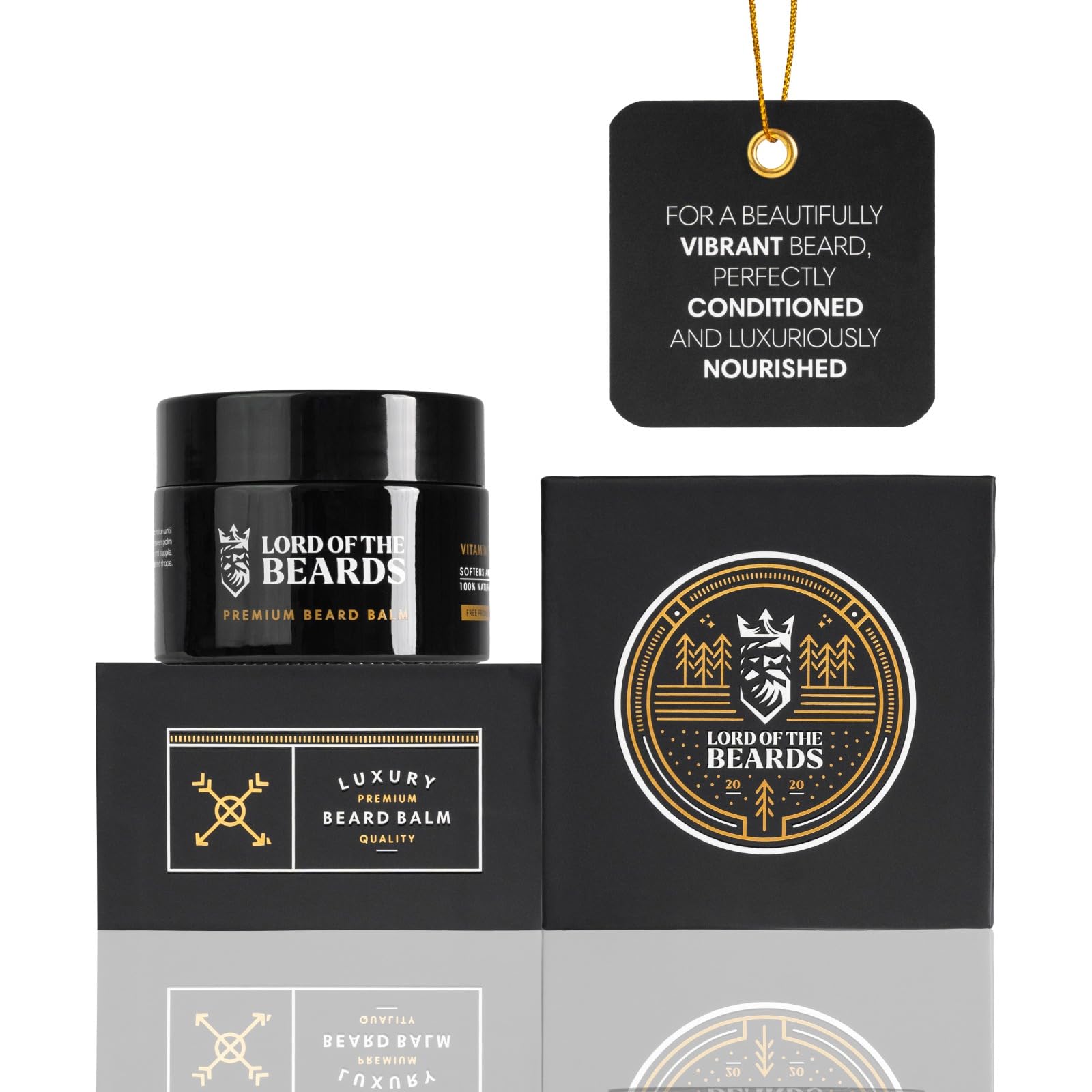 LORD OF THE BEARDS Premium Balm for Men – Essence Of Man Scented with Smoky Vanilla & English Oud | Non-Greasy with Mango & Shea Butter – 50 ml Soft Styling Balm | Made in UK