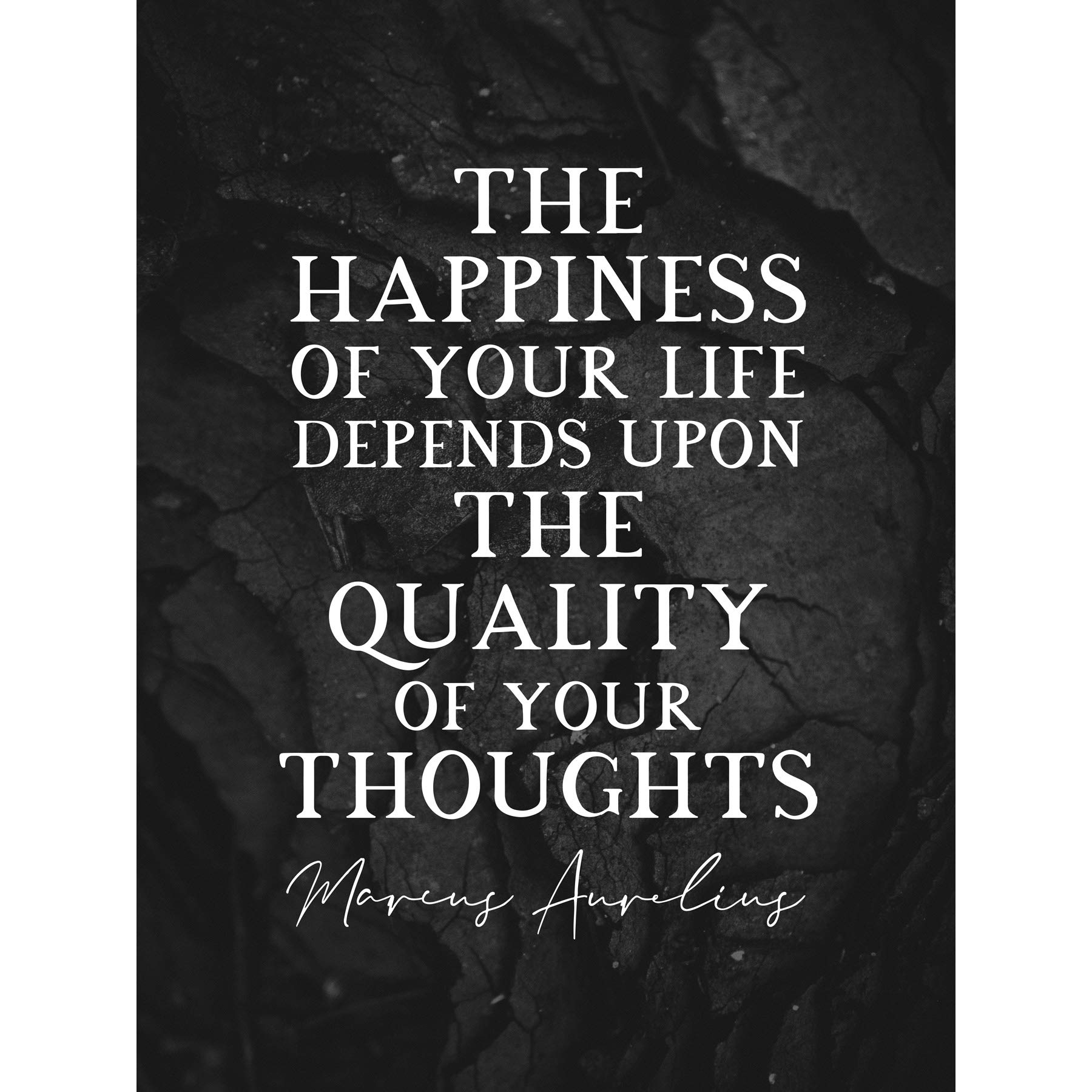 Artery8 Slate Quote Marcus Aurelius Happiness Quality Thoughts Large Wall Art Poster Print Thick Paper 18X24 Inch