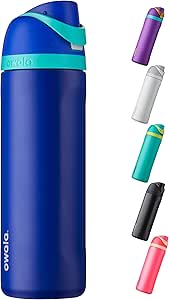 Owala FreeSip Insulated Stainless Steel Water Bottle with Straw for Sports and Travel, BPA-Free, 24-Ounce, Smooshed Blueberry