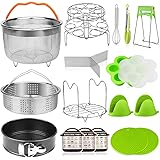 Aiduy 18 pieces Pressure Cooker Accessories Set Compatible with Instant Pot 6,8Qt - 2 Steamer Baskets, Springform Pan, Stacka