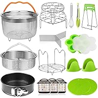 Aiduy 18 pieces Pressure Cooker Accessories Set Compatible with Instant Pot 6,8Qt - 2 Steamer Baskets, Springform Pan…