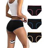 INNERSY Heavy Flow Period Underwear for Women Teens, Leak-Proof Menstrual Cotton Protective Hipster Panties 3-Pack