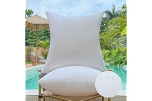 OTPIPCS 16 x 16 Outdoor Pillow Inserts Set of 2 Small Square Patio Furniture Pillows for Porch Couch Fall Throw Pillow Inserts Premium Decorative Stuffer Pillows Waterproof White Sofa Cushion