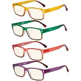 Eyekepper 4 Pack Computer Eyeglasses - Fashion Blue Light Blocking Readers for Women Men +0.00