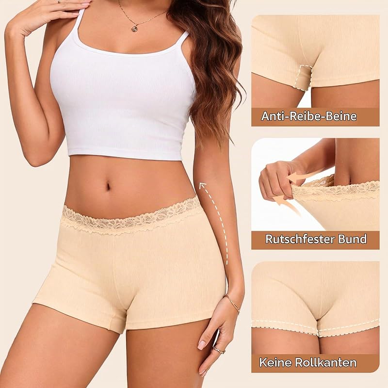 Damen Boxershorts Baumwolle Spitzen Pantys Frauen Unterhosen Shorts