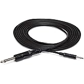 Hosa CMP-305 3.5 mm TS to 1/4" TS Mono Interconnect Cable, 5 feet,Black