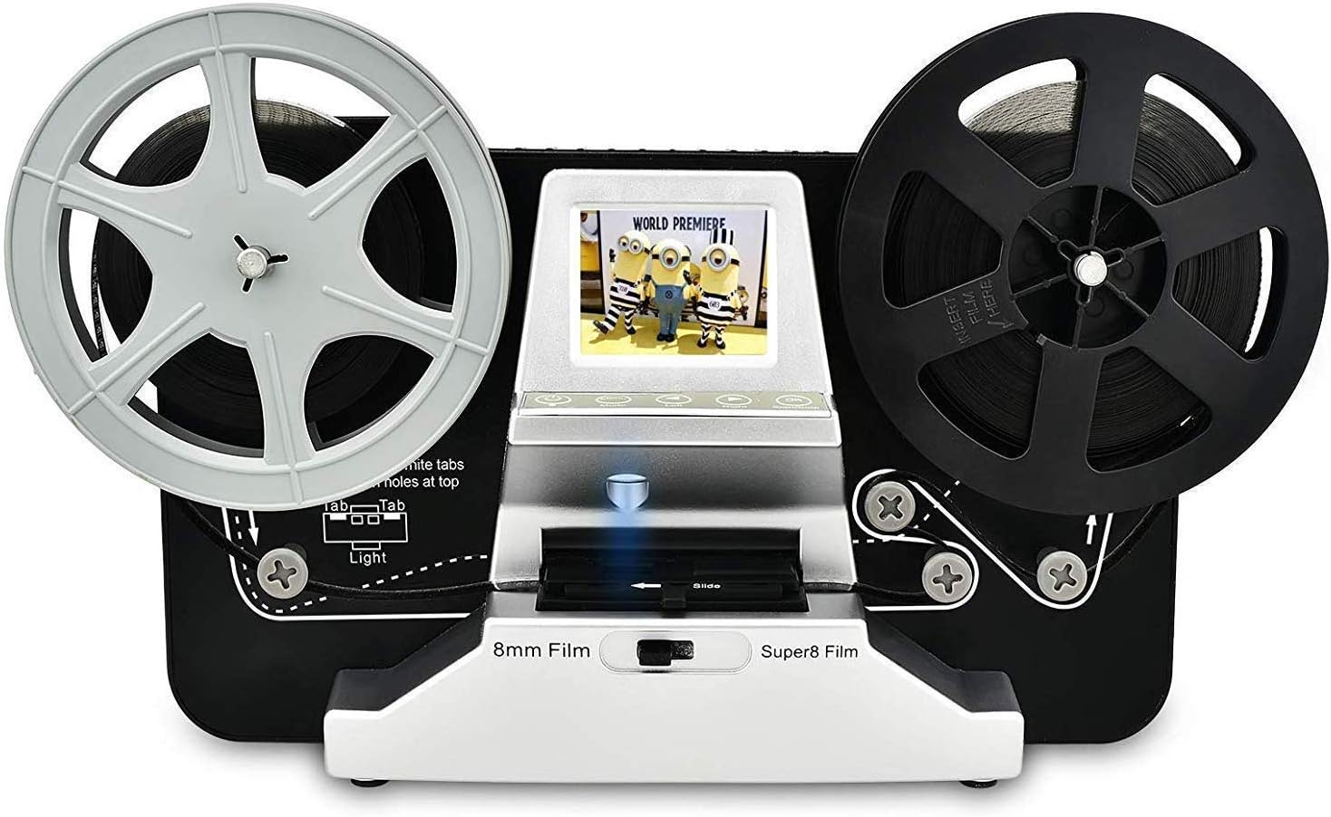 8mm & Super 8 Reels to Digital MovieMaker Film Sanner Converter, Pro Film Digitizer Machine with 2.4" LCD, Black (Convert 3 inch and 5 inch 8mm Super 8 Film reels into Digital) with 32 GB SD Card: Electronics