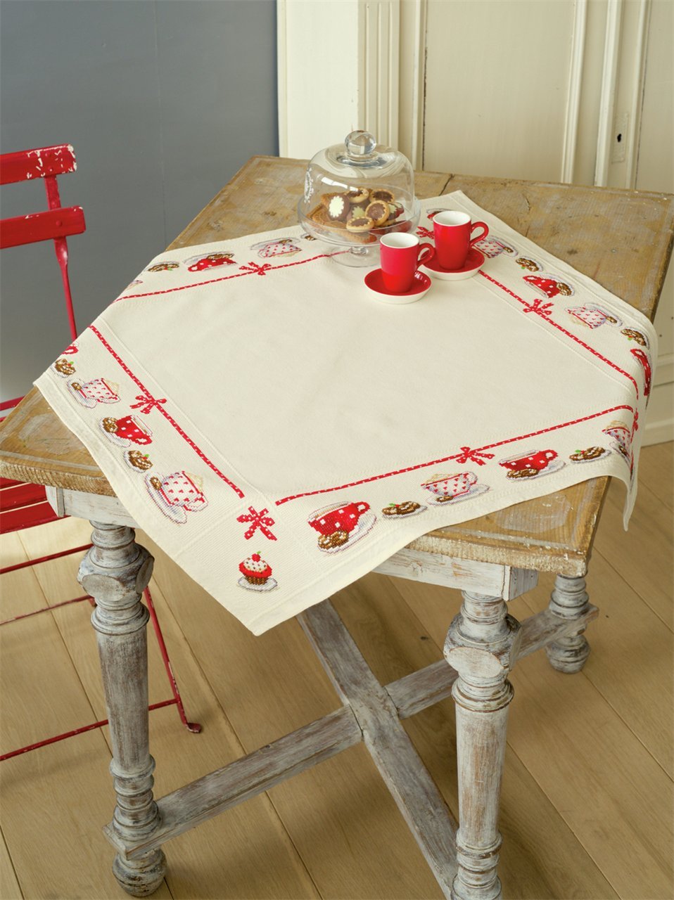 Vervaco Counted Cross Stitch Tablecloth: Coffee Break, Other, NA, 80 x 80cm