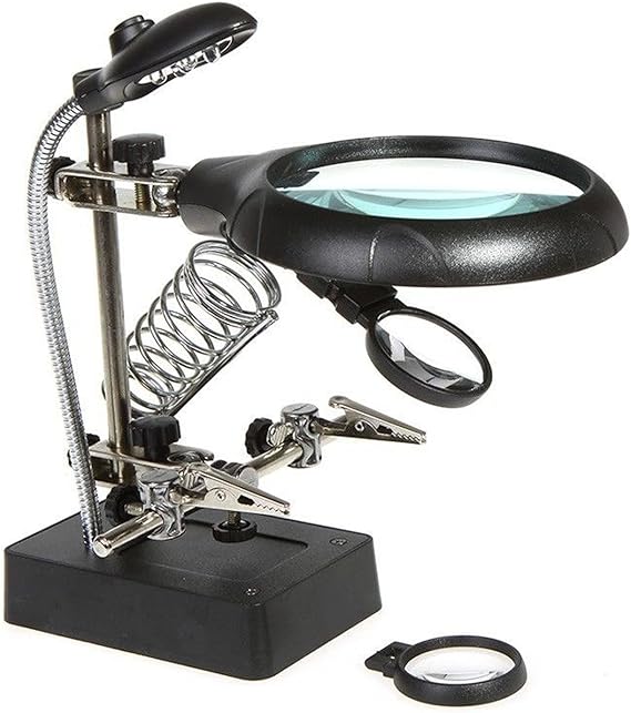 Helping Hand Soldering Stand with LED Light Magnifier