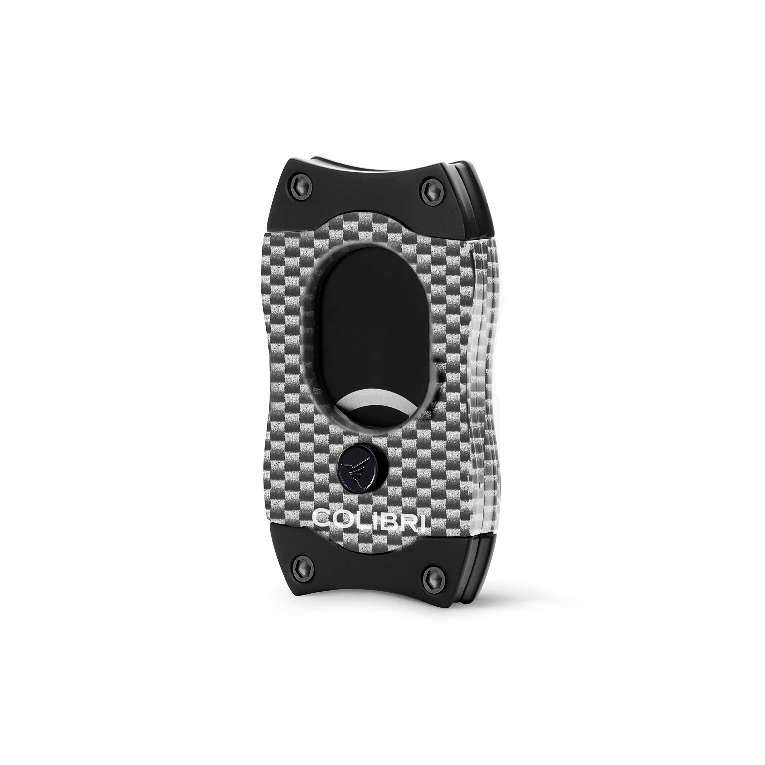 Colibri S-Cut Cigar Cutter - Carbon Fibre Pattern - Classic Straight Cut - Up-to 66 Ring Gauge Cigars - Non-Stick Coating - Spring Loaded Release Mechanism - Includes Nice Gift-Box