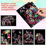 Mocoosy 60Pcs Scratch Art Paper Kids Rainbow Doodle Pads Kit with Stencils view 3