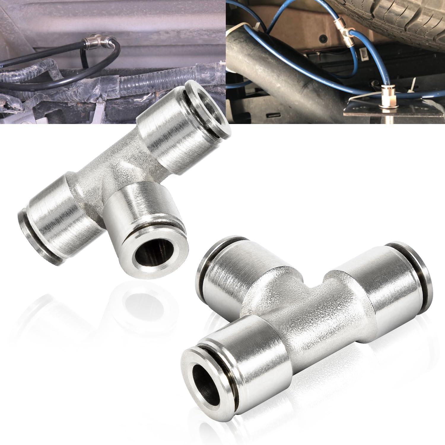 Photo 1 of 21838 Air Line Air Bag T-Fitting 1/4? Tube Union Tee Push-to-Connect Fitting (PTC), Pack of 2